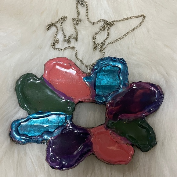 Purple, Blue, Pink, & Green Boho ONE OF KIND Exclusive Hand Designed Necklace - Picture 10 of 17